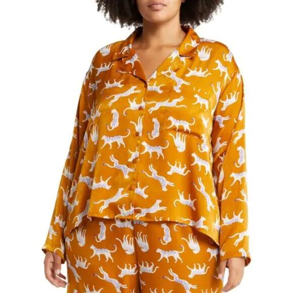 BP. Other - BP. Satin Pajama Top Only Size 1X - Brown Buckthorn Wild Cats Print